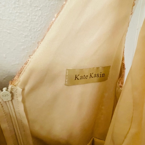 Size 2 Kate Kasin champagne sequin long true to size dress - Picture 4 of 7